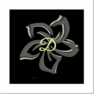 The letter D on a tribal plumeria Posters and Art